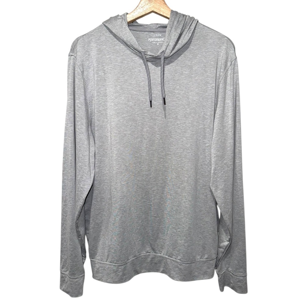 J. Crew Performance Hoodie Mens M Gray Long Sleeve Pullover Athleisure Casual